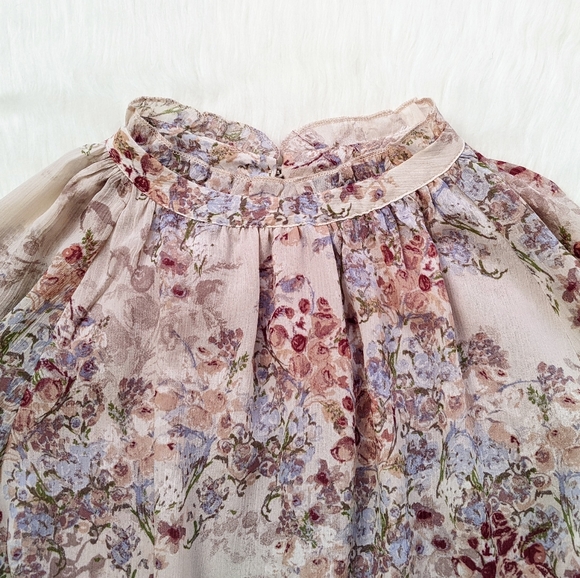 VICI Floral Ruffled High Neck Boho Blouse Top | S - Picture 5 of 12
